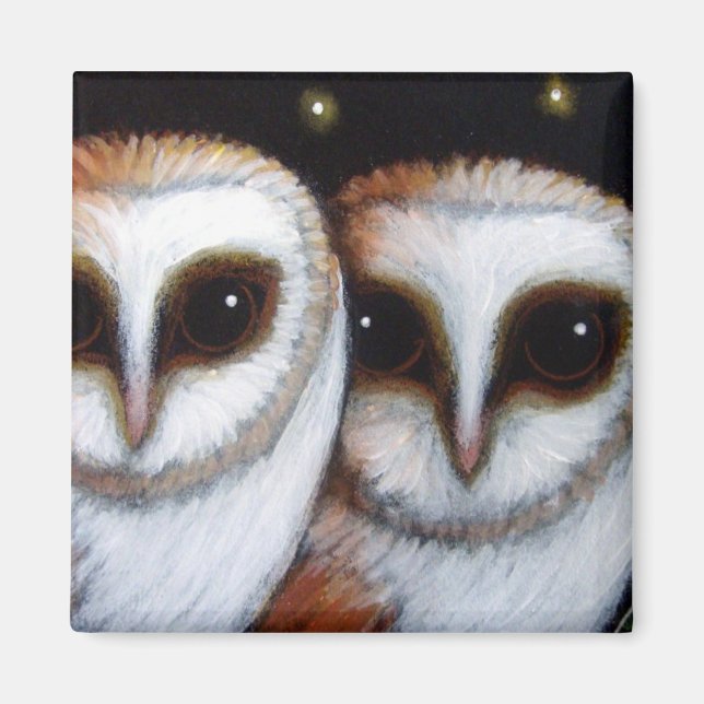 2 BARN OWLS Magnet (Front)