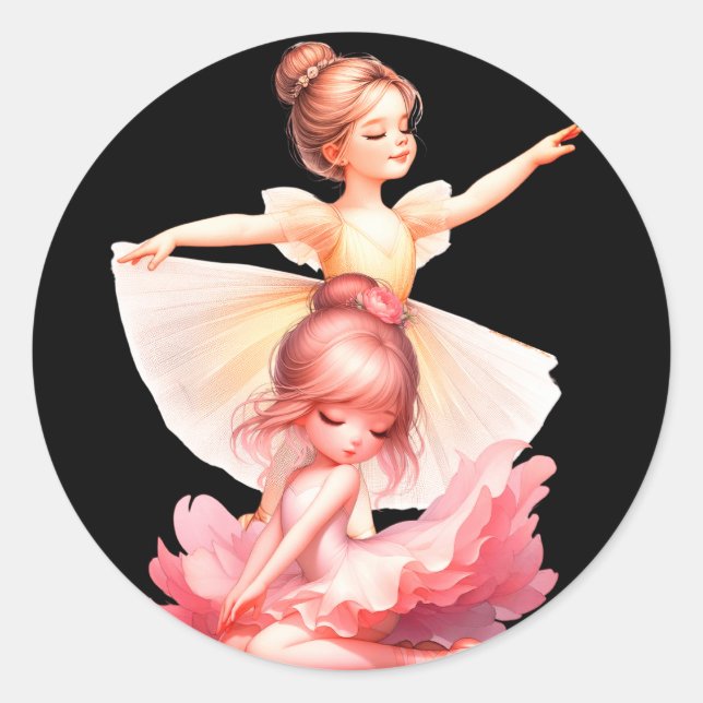 2 Beautiful ballerina's  Classic Round Sticker (Front)