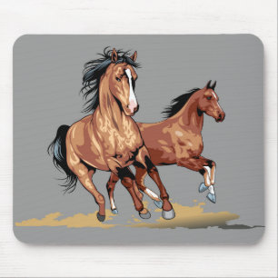 2 Beautiful Horses Running Mouse Mat