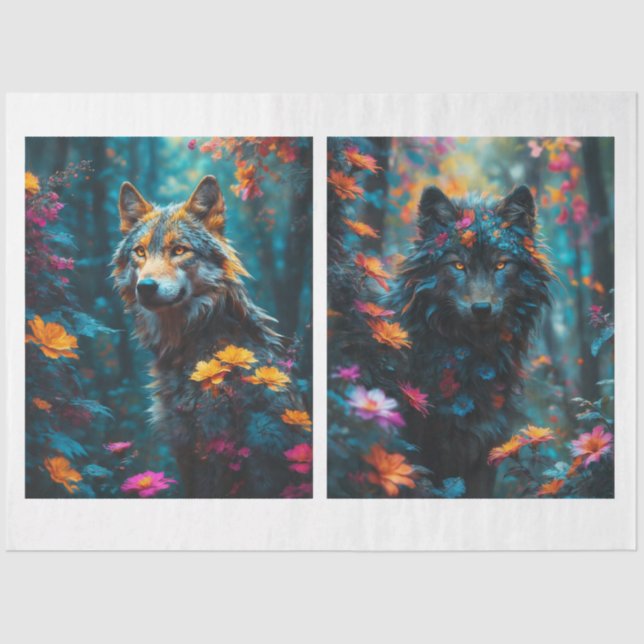 2 Beautiful Wolves  Tissue Paper (Front)