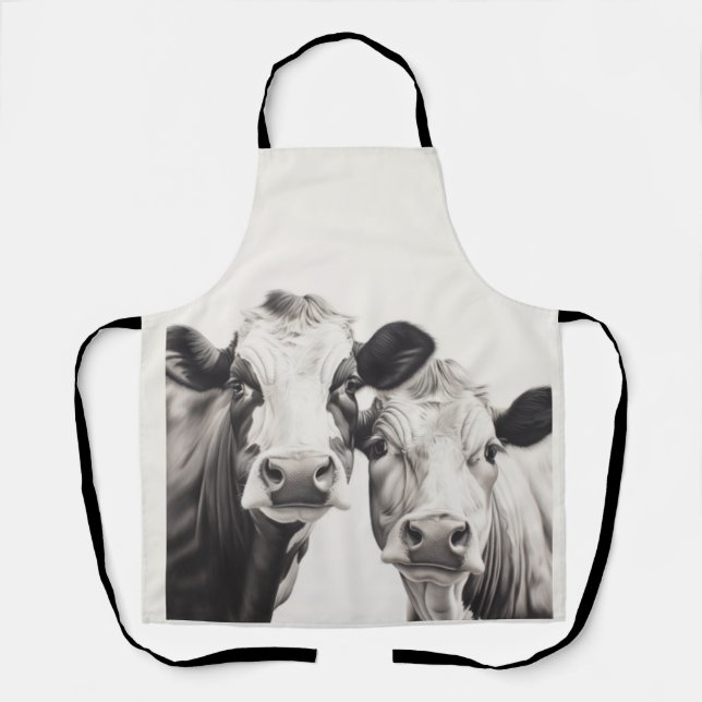 2 Beef Cows Watching You Barbeque Apron (Front)