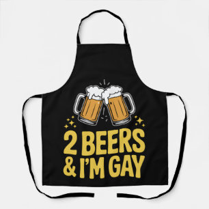 2 Beers & I'm Gay Funny LGBTQ Pride Ally Rainbow Apron