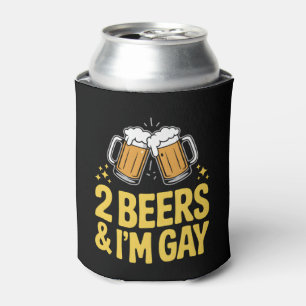2 Beers & I'm Gay Funny LGBTQ Pride Ally Rainbow Can Cooler