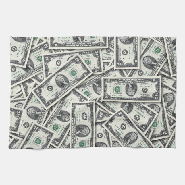 $2 Bill Money Background Tea Towel (Horizontal)