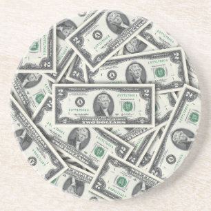 $2 Bill Money Pattern Coaster