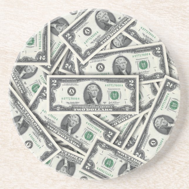 $2 Bill Money Pattern Coaster (Front)