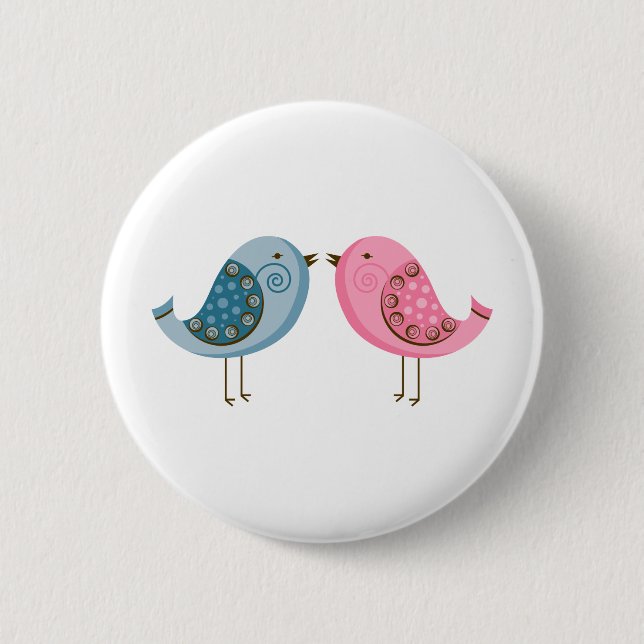 2 Birds 6 Cm Round Badge (Front)
