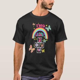2 Birthday Two Groovy Retro Rainbows Second Happy T-Shirt