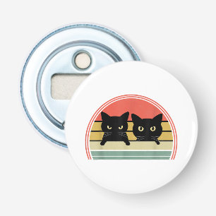 2 Black Cats Peeking Vintage Retro Cat Animal Love Bottle Opener