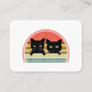 2 Black Cats Peeking Vintage Retro Cat Animal Love Business Card