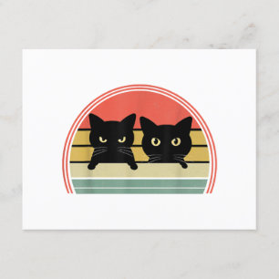 2 Black Cats Peeking Vintage Retro Cat Animal Love Enclosure Card
