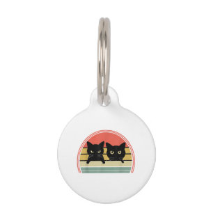 2 Black Cats Peeking Vintage Retro Cat Animal Love Pet Tag