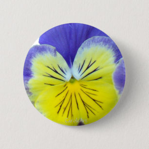 2 Blue Yellow Pansies 6 Cm Round Badge