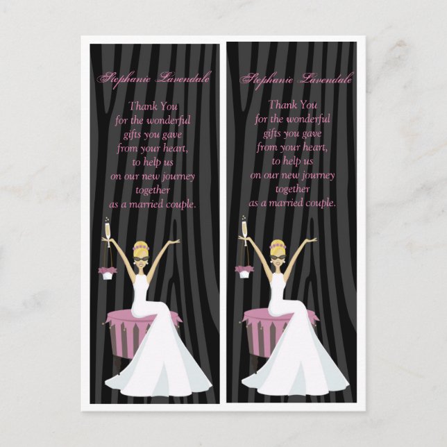 2 Book Marks Bride Zebra Print Postcard (Front)