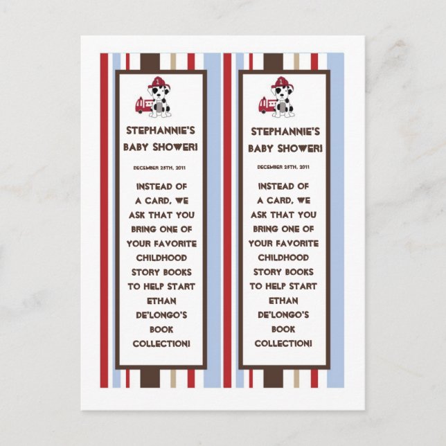 2 Book Marks Nojo Fire Engine Invitation Postcard (Front)