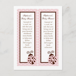2 Book Marks Pink Ladybug Invitation Postcard