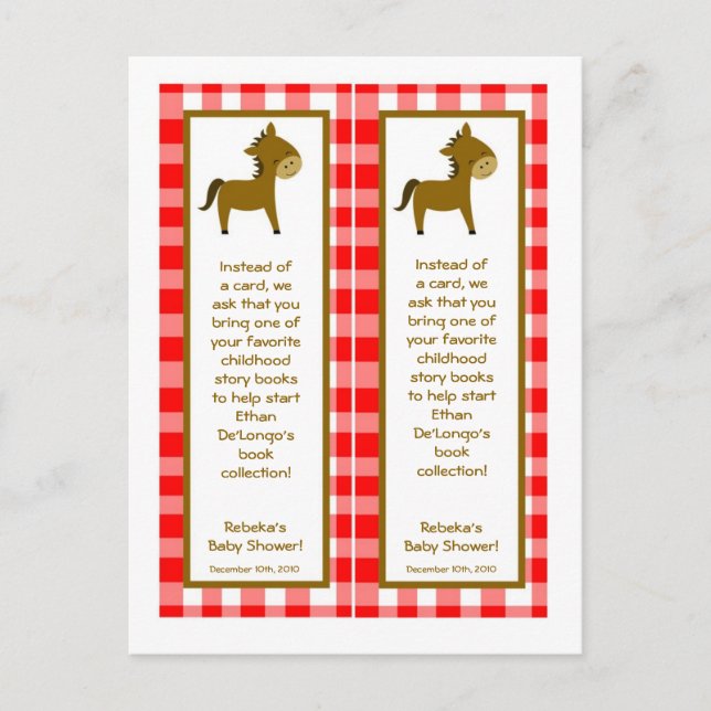 2 Book Marks Red Barn Farm Animals Invitation Postcard (Front)