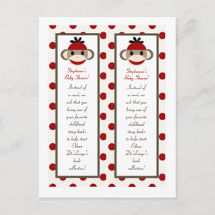 2 Book Marks Red Sock Monkey Invitation Postcard