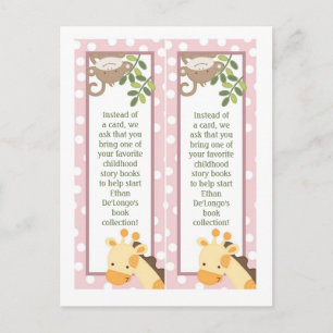2 Book Marks Safari Jungle Giraffe Monkey Pink Postcard