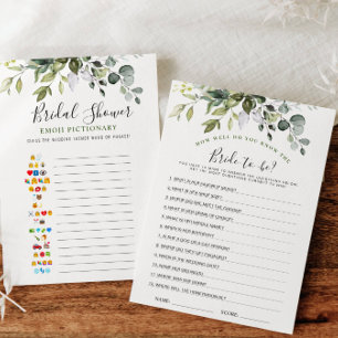 2 Bridal Shower Games Elegant Eucalyptus Card
