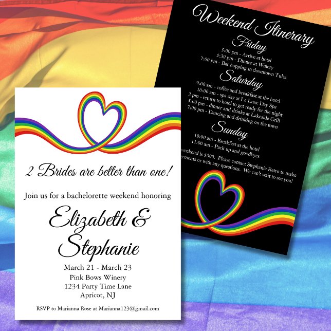 2 Brides Are Better Than One Bachelorette Weekend Invitation (Creator Uploaded)