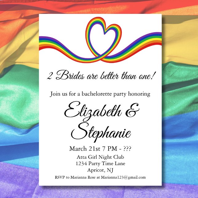2 Brides Are Better Than One Lesbian Bachelorette Invitation (Creator Uploaded)