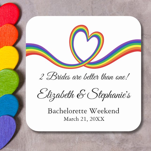 2 Brides Are Better Than One Lesbian Bachelorette  Square Sticker (Creator Uploaded)