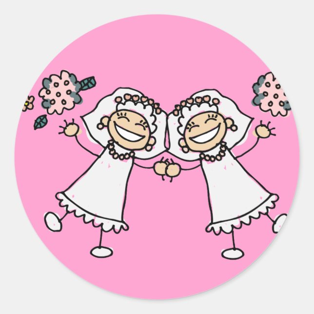 2 Brides Classic Round Sticker (Front)