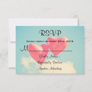 2 Bright Red Heart Shaped balloons RSVP