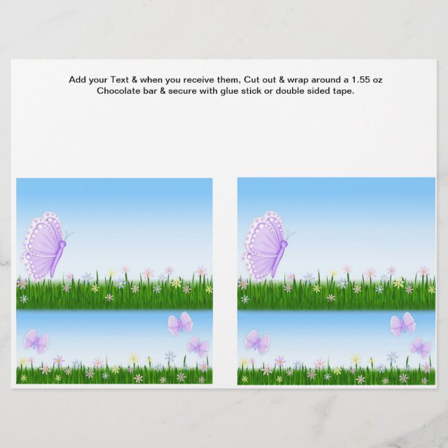 2 Butterfly Birthday Custom Candy Bar Wrappers (Front)