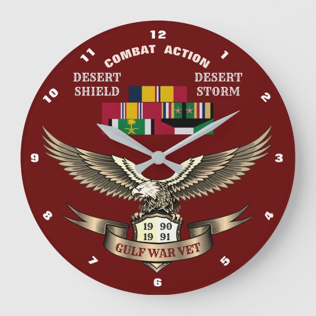 2 CAMPAIGN STARS PERSIAN GULF WAR VETERANS LARGE CLOCK (Front)