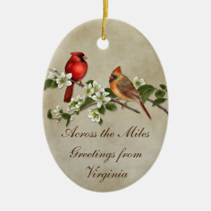 #2 Cardinals Dogwoods Across The Miles Christmas Ceramic Tree Decoration
