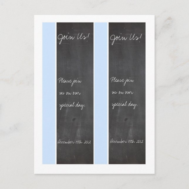 2 Chalkboard Blue Wedding Bookmarks Postcard (Front)