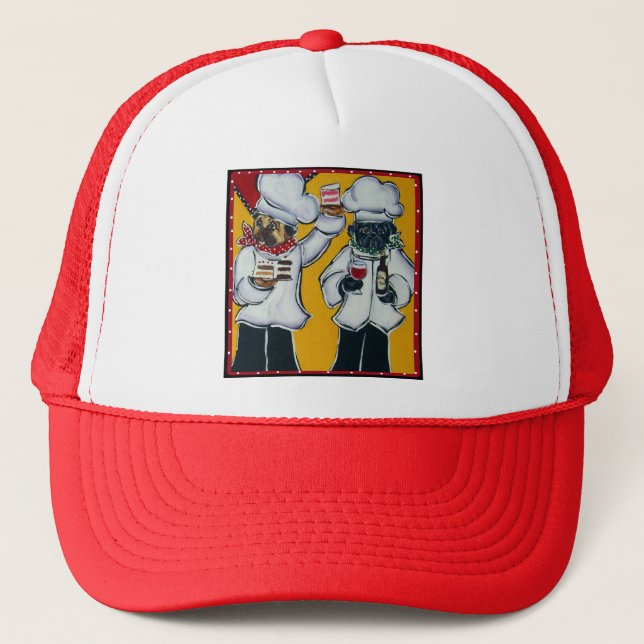 2 Chef Pugs Trucker Hat (Front)