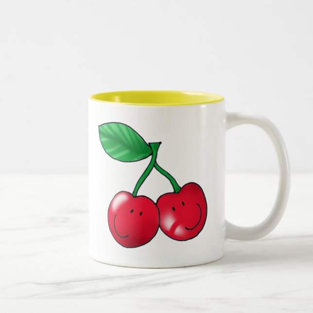 2 cherries Two-Tone coffee mug (Right)