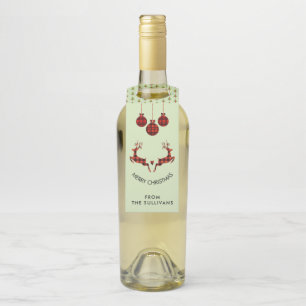 2 Christmas Deer Jumping Rustic Style Bottle Tag