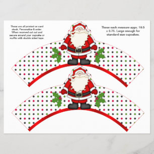 2 Christmas Santa Personalised Cupcake Wrappers