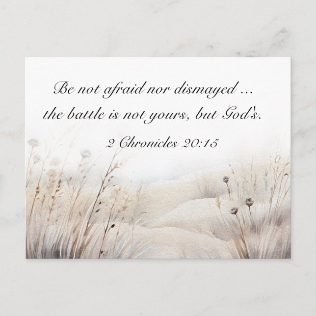 2 Chronicles 20:15 The Battle is God's Bible Verse Postcard (Front)