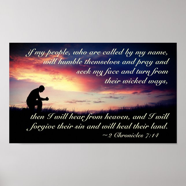 2 Chronicles 7:14 Bible Verse If My People Pray Poster (Front)