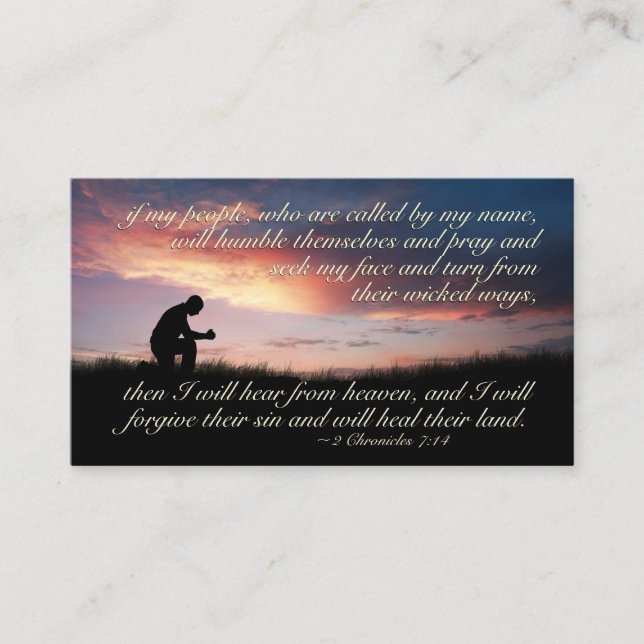 2 Chronicles 7:14 If my people pray, Bible Verse Business Card (Front)