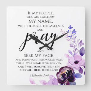 2 Chronicles 7:14 If My People Pray Christian Square Wall Clock