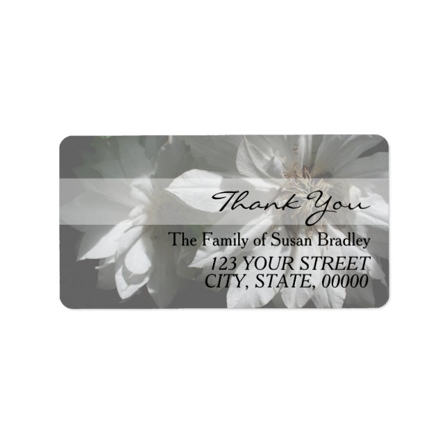 2 Clematis Family Thank You Address Label (Front)