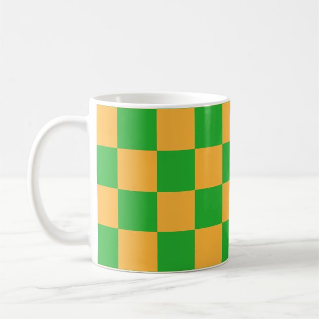2 Colour Chequered Square Pattern  Coffee Mug (Left)