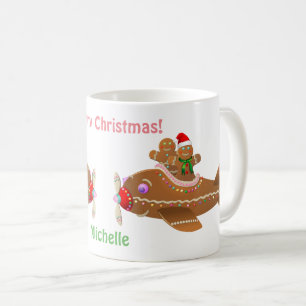 2 Colourful Gingerbread Aeroplane Cartoons Coffee Mug