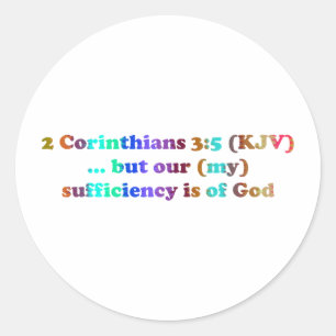 2 Cor 3:5 Corinthians Classic Round Sticker