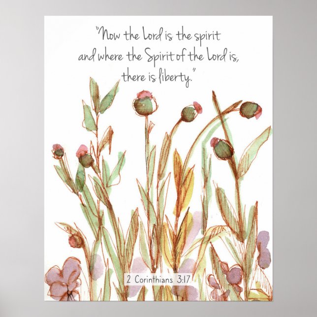 2 Corinthians 3:17 Bible Scripture Wildflowers Poster (Front)