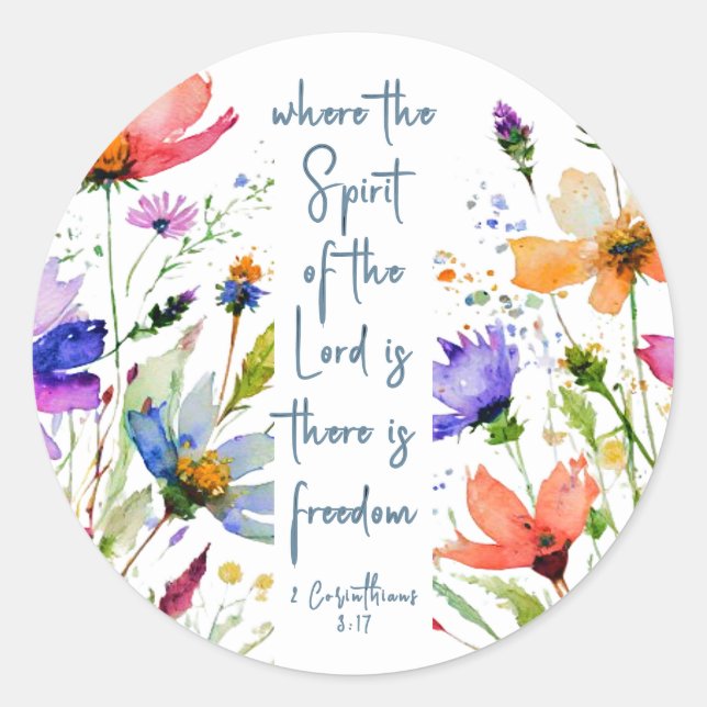 2 Corinthians 3:17 Freedom Bible Verse  Classic Round Sticker (Front)