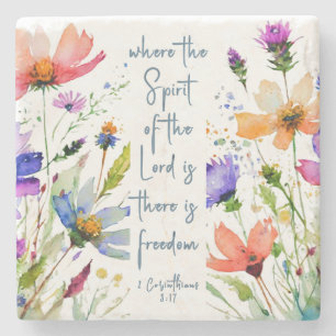 2 Corinthians 3:17 Freedom Bible Verse Stone Coaster