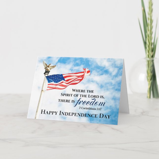 2 Corinthians 3:17 Freedom, Independence Day Bible Card (Front)