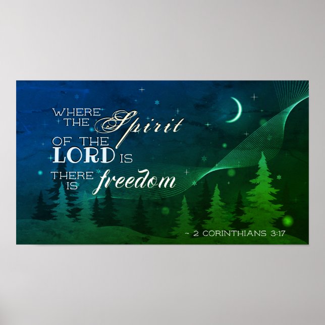 2 Corinthians 3:17 ...there is freedom Bible Verse Poster (Front)